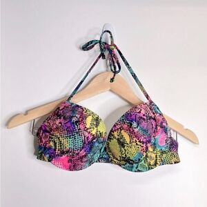 BONGO Bikini Top Snakeskin Print Multicolor Size Medium